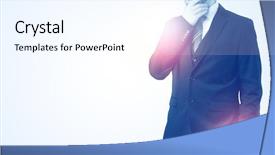  Presentation with businessman standing on mountain top - Colorful slide deck enhanced with manager director - young businessman standing and thinking backdrop and a cool aqua colored foreground