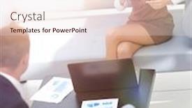  Presentation with lobby - Beautiful slide set featuring manager finance in addressing the financial schedules in the lobby of the office backdrop and a lemonade colored foreground