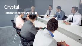  Presentation with project manager meeting - Cool new theme with manager having discussion on business backdrop and a  colored foreground