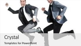  Presentation with magic leap - PPT theme consisting of manager in a joyous leap background and a white colored foreground