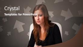  Presentation with front desk - Audience pleasing presentation design consisting of manager in front of the office desk with different direction concept backdrop and a dark gray colored foreground