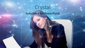  Presentation with front office hotel - Slide deck featuring manager-in-front background and a light blue colored foreground