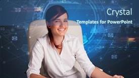  Presentation with front desk - PPT theme consisting of manager-in-front background and a ocean colored foreground