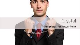  Presentation with women multicultural sad - Beautiful PPT theme featuring manager in handcuffs in his office looking sad backdrop and a lemonade colored foreground