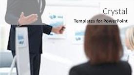  Presentation with project manager - PPT layouts featuring manager is discussing a new financial project with a business team background and a white colored foreground