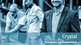  Presentation with smile focus - Slide deck having manager is smiling and hold background and a teal colored foreground