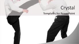  Presentation with angry - Slides with manager kicking his rival funny background and a  colored foreground