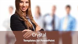  Presentation with team leader - Slide deck with manager leader - portrait of a businesswoman background and a tawny brown colored foreground