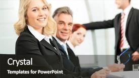  Presentation with team - Slides enhanced with manager meeting - business people - presentation within background and a dark gray colored foreground