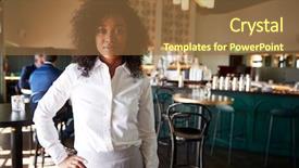  Presentation with cocktail bar - Colorful slides enhanced with manager of busy cocktail bar backdrop and a tawny brown colored foreground