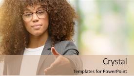  Presentation with african american business - Cool new PPT theme with manager offers - african american business woman wearing backdrop and a  colored foreground