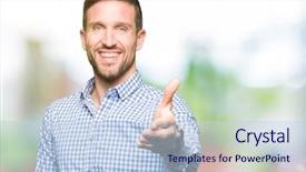  Presentation with blue business - Amazing presentation design having manager offers - handsome business man with blue backdrop and a sky blue colored foreground