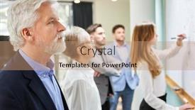  Presentation with whiteboard - Presentation theme enhanced with manager-or-consultant-observes-business background and a  colored foreground