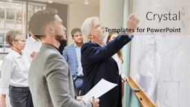  Presentation with team training - PPT theme enhanced with manager-or-consultant background and a mint green colored foreground