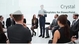  Presentation with business report - PPT theme enhanced with manager reads a report for the business team background and a sky blue colored foreground