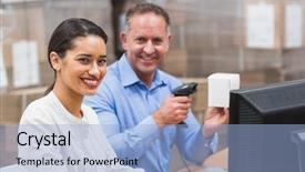  Presentation with scanning - Amazing PPT theme having manager scanning box while his backdrop and a light blue colored foreground