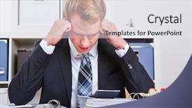  Presentation with burnout - Slides enhanced with manager sitting with burnout syndrome background and a white colored foreground