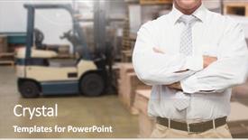  Presentation with gearbox cross section engine industry - Slide set consisting of manager standing with arms cross background and a coral colored foreground