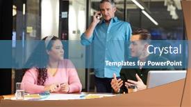  Presentation with workplace diversity - PPT layouts having manager-talking-on-smart-phone background and a teal colored foreground