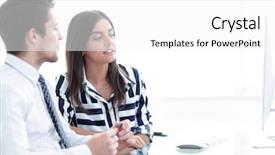  Presentation with client experience - Beautiful PPT layouts featuring manager talking to the client backdrop and a white colored foreground