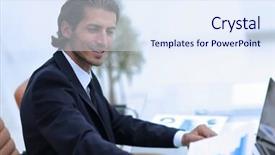  Presentation with financial report - Slide set featuring manager the financial report background and a  colored foreground