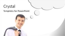 Presentation with manager thinking - Amazing PPT theme having manager think - businessman thinking with a thought backdrop and a white colored foreground