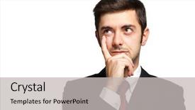  Presentation with ceiling designs abstract architecture white - Beautiful slide deck featuring manager think - pensive businessman isolated on white backdrop and a  colored foreground