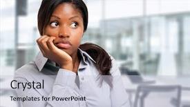  Presentation with black women relationships - PPT layouts having manager think - thoughtful black businesswoman background and a lemonade colored foreground