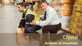  Presentation with safety training - Colorful slide deck enhanced with manager training worker for health backdrop and a tawny brown colored foreground