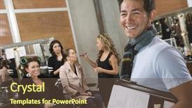  Presentation with hair dressing - Beautiful PPT theme featuring manager with models in dressing backdrop and a tawny brown colored foreground