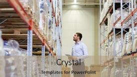  Presentation with export - Presentation theme consisting of manager with tablet pc computer background and a coral colored foreground