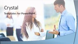  Presentation with meeting - Colorful theme enhanced with managers are discussing a docu backdrop and a  colored foreground