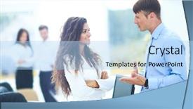  Presentation with meeting - PPT layouts enhanced with managers are discussing a docu background and a  colored foreground