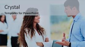  Presentation with managers - PPT theme consisting of managers are discussing a docu background and a  colored foreground