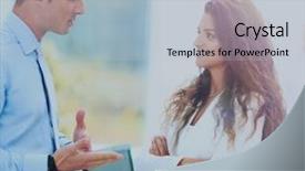  Presentation with meeting - PPT layouts featuring managers are discussing a docu background and a  colored foreground