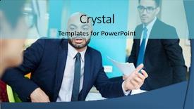  Presentation with managers - Cool new slide set with managers consulting about working moments backdrop and a  colored foreground