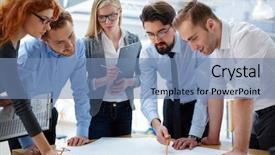  Presentation with business plan - Slides having business team developing plan together background and a seafoam green colored foreground