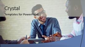  Presentation with managers - Amazing presentation theme having managers speculating about working plan backdrop and a light gray colored foreground