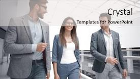  Presentation with managers - Beautiful theme featuring managers talking in the business backdrop and a light gray colored foreground