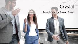  Presentation with managers - Presentation theme enhanced with managers talking in the business background and a white colored foreground