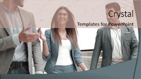  Presentation with managers - Colorful presentation theme enhanced with managers talking in the business backdrop and a coral colored foreground