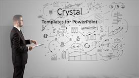  Presentation with office - Amazing slides having managing organizational communication - manager staying and presenting office backdrop and a light gray colored foreground