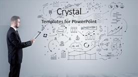  Presentation with office - Slide deck featuring managing organizational communication - manager staying and presenting office background and a light gray colored foreground