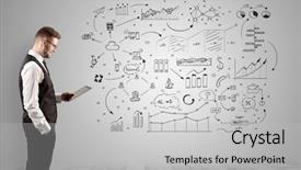  Presentation with hr manager - Audience pleasing theme consisting of managing organizational communication - manager staying and presenting office backdrop and a light gray colored foreground