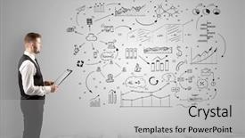  Presentation with office - Theme consisting of managing organizational communication - manager staying and presenting office background and a light gray colored foreground