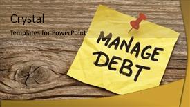  Presentation with yellow wood - Audience pleasing presentation consisting of managment free - manage debt - yellow reminder backdrop and a coral colored foreground
