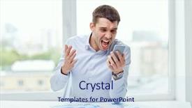  Presentation with angry people - Colorful slide set enhanced with manajemen disaster - business people stress and technology backdrop and a light blue colored foreground