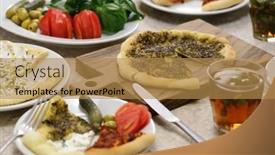  Presentation with pizza - Presentation theme featuring manakeesh-lebantine-pizza-topping background and a gold colored foreground