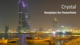  Presentation with financial center - Cool new slides with manama-bahrain-august-25-2008 backdrop and a dark gray colored foreground