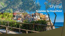  Presentation with popular - Presentation design with manarola-in-cinque-terre-italy background and a teal colored foreground